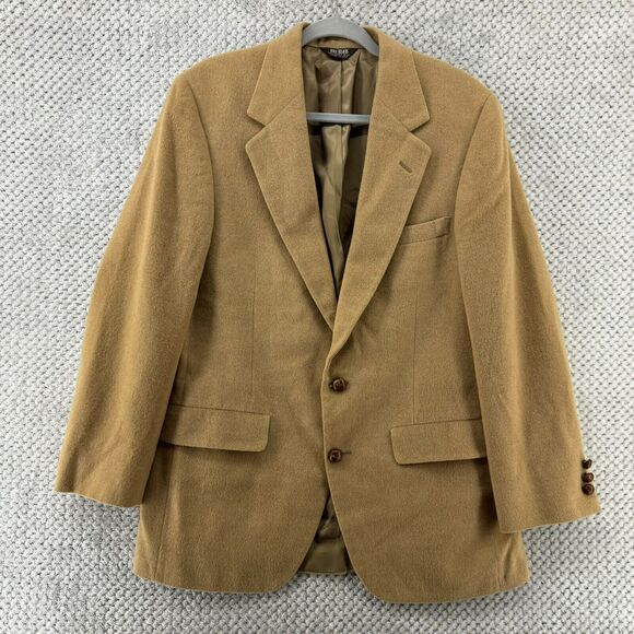 VTG Bill Blass Blazer Men M 100% Camel Hair Khaki Coat Jackets Lined 2 Button - Picture 1 of 16